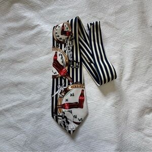 Coca Cola Striped Tie with Clock Design